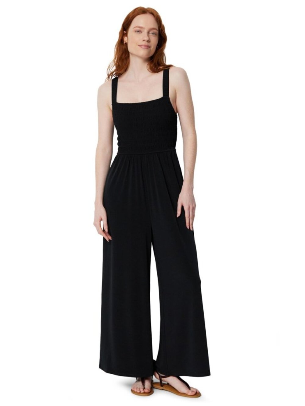 Women's Square Neck Wide Leg Sleeveless Jumpsuit